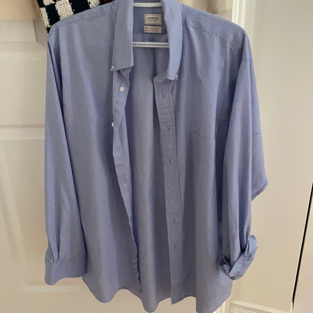 Oversized button down shirt blue pinstripe